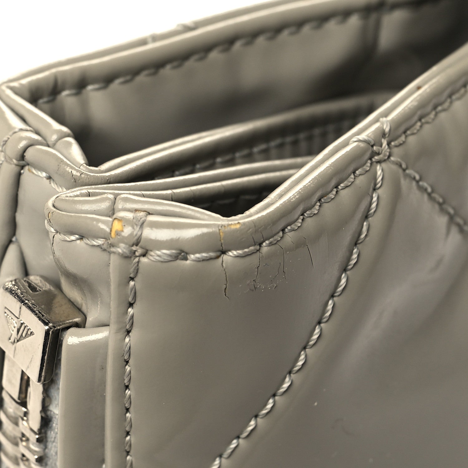 Chanel Patent Quilted Expandable CC Shoping Tote Grey 11 of 13