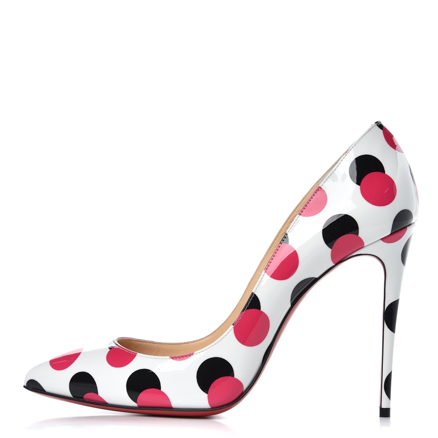 Christian Louboutin Patent Polka Dots Pigalle Follies 100 Pumps 39.5 White Bangal Rose 1 of 8