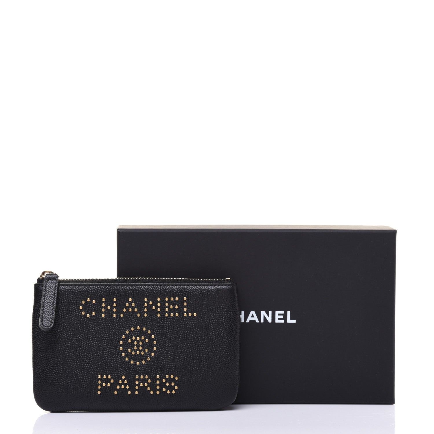 Chanel Caviar Studded Deauville Cosmetic Pouch Black 12 of 12