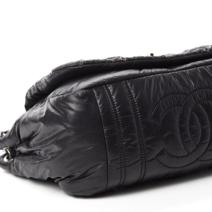 Chanel Nylon Quilted Tweed Stitch Bubble Flap Black 6 of 14