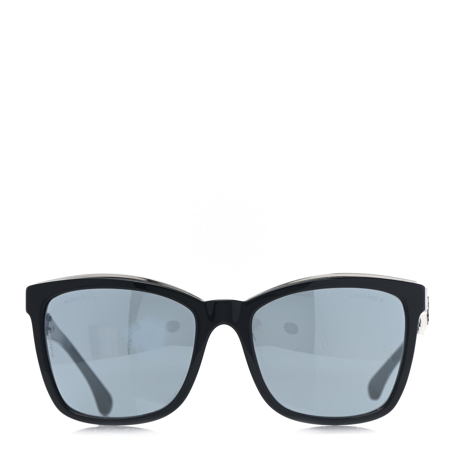 Calfskin Square Chain Sunglasses 5360-Q-A Black