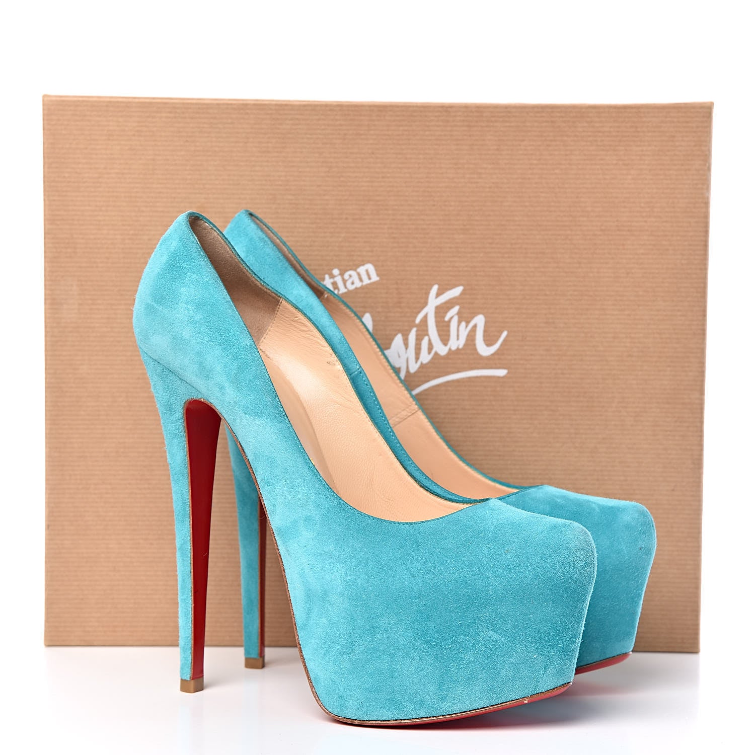 Christian Louboutin Suede Daffodile 160 Pumps 37.5 Turquoise 9 of 9