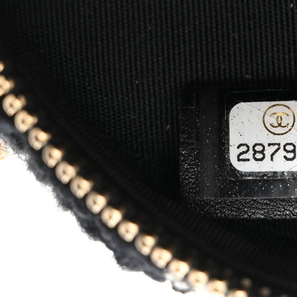 Chanel Wool Tweed Lambskin Quilted Chanel 19 Round Clutch With Chain and Coin Purse Black White Ecru 7 of 10