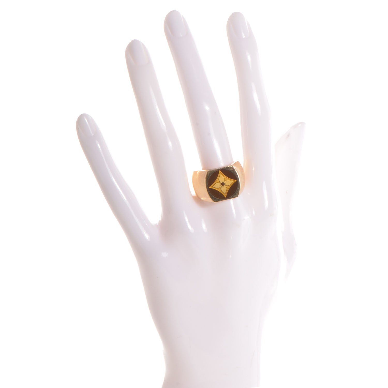 Louis Vuitton Gold Plated Sterling Silver Mens Fleur Ring Size M 2 of 6