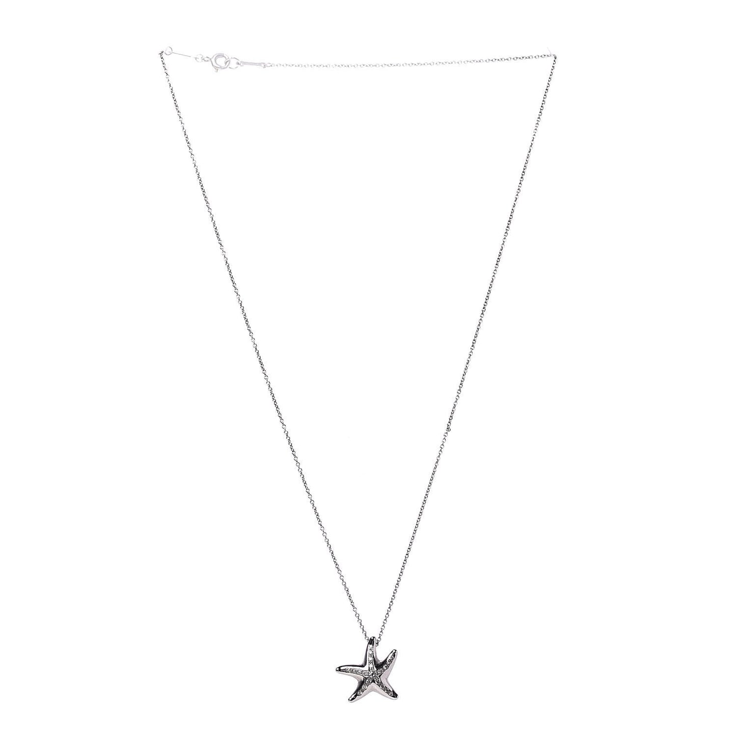 Platinum Diamond 15mm Elsa Peretti Pave Starfish Pendant Necklace