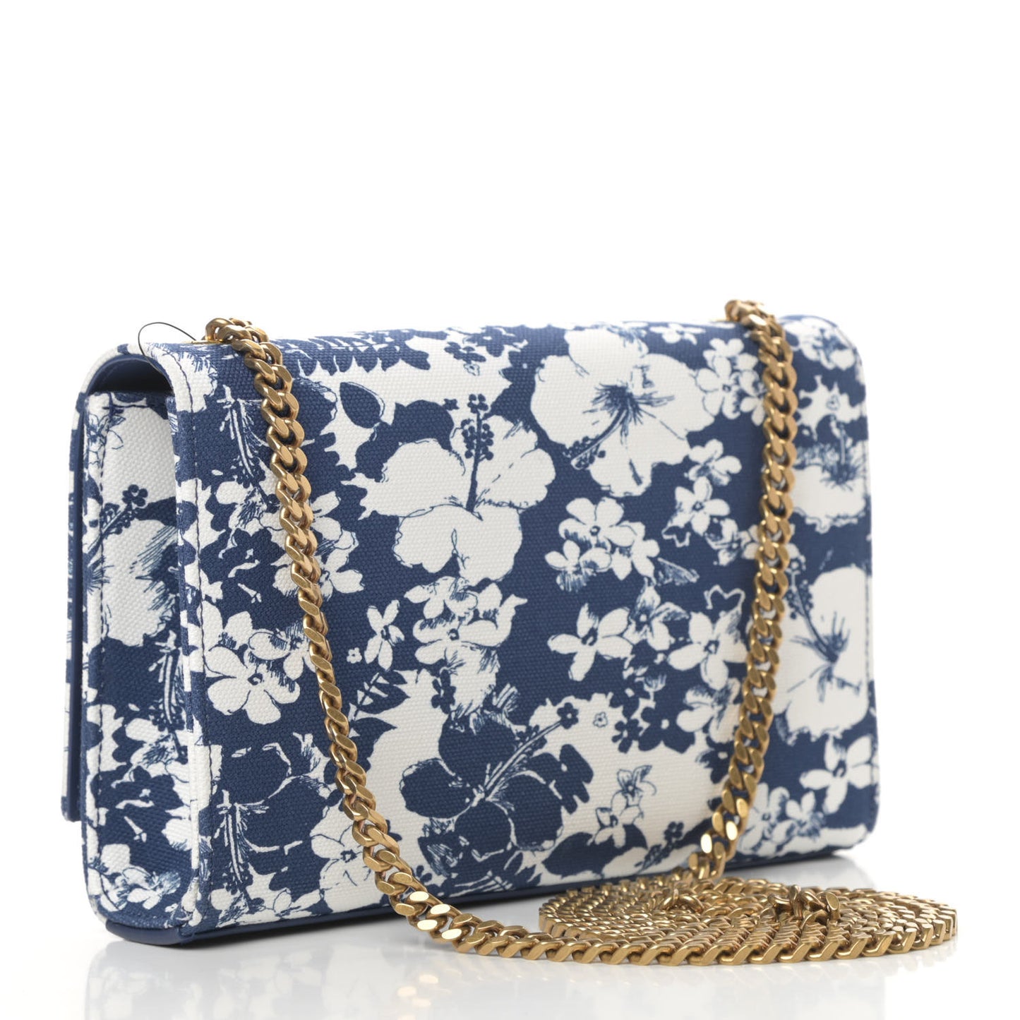 Canvas Small Monogram Hibiscus Print Kate Satchel Blue