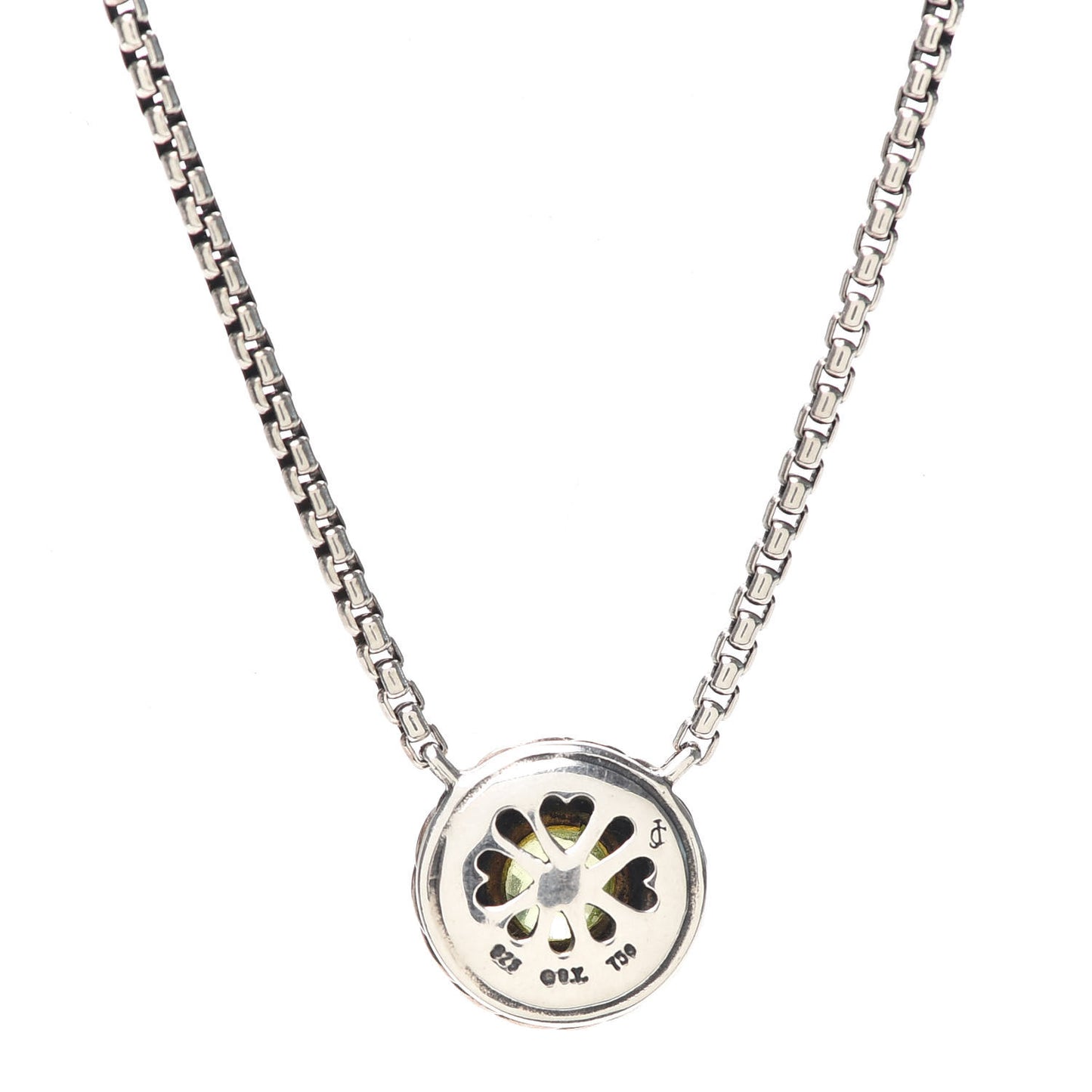 Sterling Silver 18K Yellow Gold Peridot Cookie Pendant Necklace