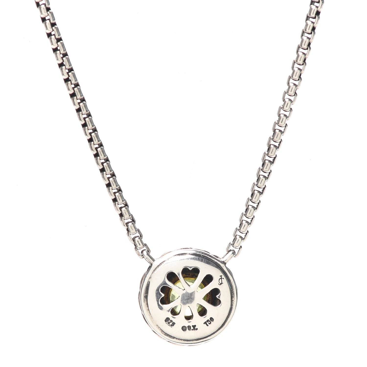 David Yurman Sterling Silver 18K Yellow Gold Peridot Cookie Pendant Necklace 5 of 5