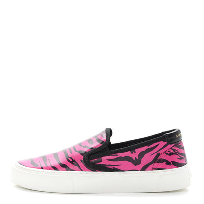 Saint Laurent Nappa Zebra Womens Venice Slip On Sneakers 38 Fuchsia Black 1 of 8