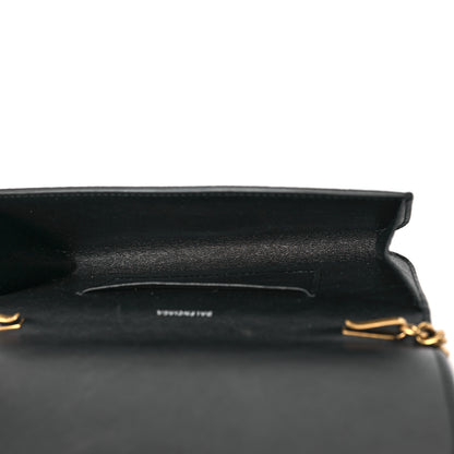Balenciaga Grained Calfskin Logo Cash Phone Holder Wallet On Chain Black White 9 of 18
