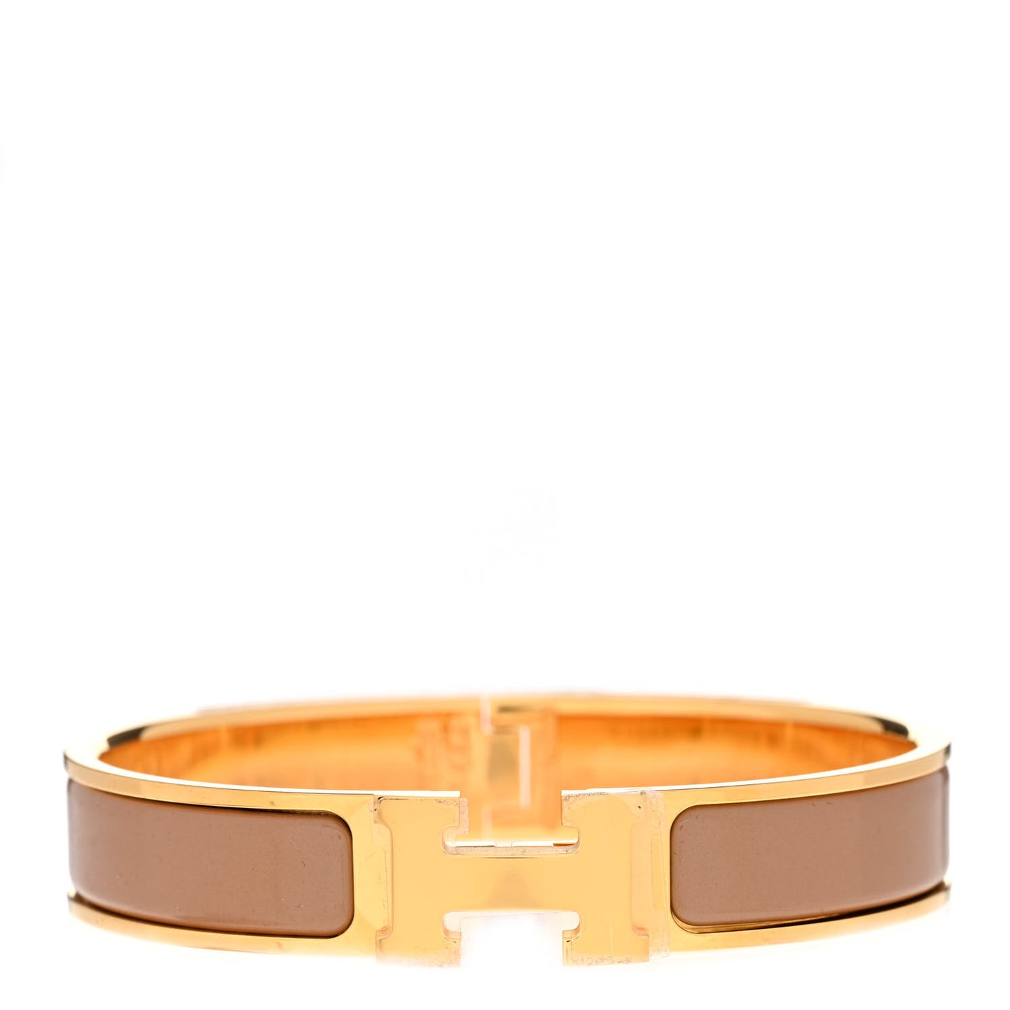 Enamel Narrow Clic Clac H Bracelet GM Marron Glace