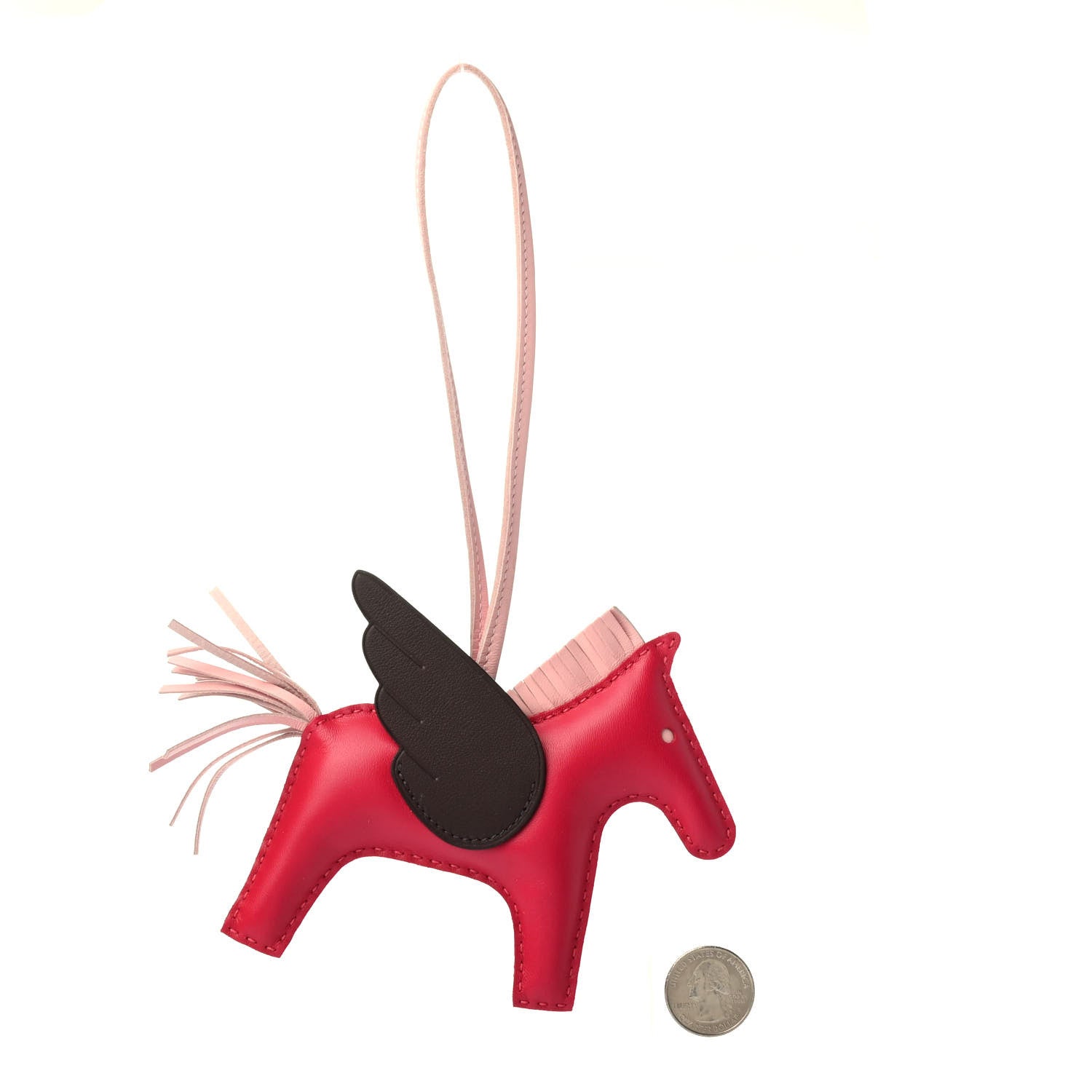 Hermes Milo Lambskin Grigri Rodeo Pegase Horse Bag Charm MM Framboise Rose Sakura Rouge Sellier 2 of 4