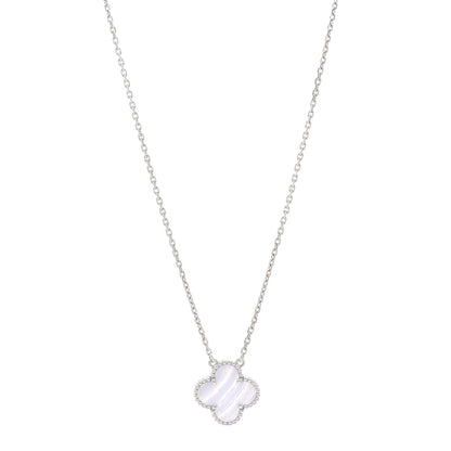 Van Cleef & Arpels 18k White Gold Chalcedony Vintage Alhambra Pendant Necklace 1 of 6