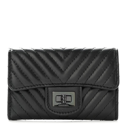 Chanel Aged Calfskin Chevron Quilted Reissue Flap Card Holder So Black 1 of 9