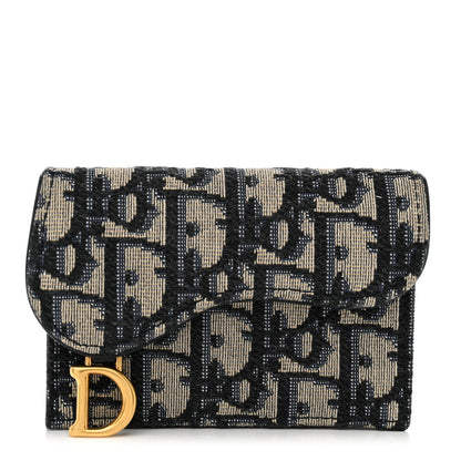 Christian Dior Oblique Saddle Card Holder Blue 1 of 8