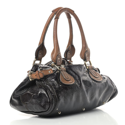 Chloe Patent Lambskin Medium Paddington Satchel Dark Brown 2 of 6