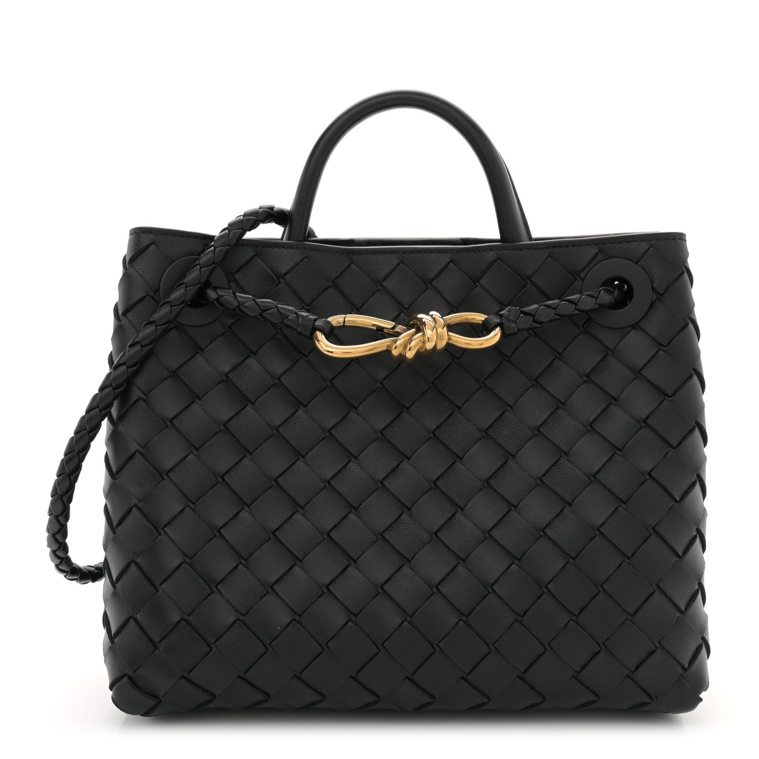Bottega Veneta Nappa Intrecciato Small Andiamo Shoulder Bag Black 1 of 9