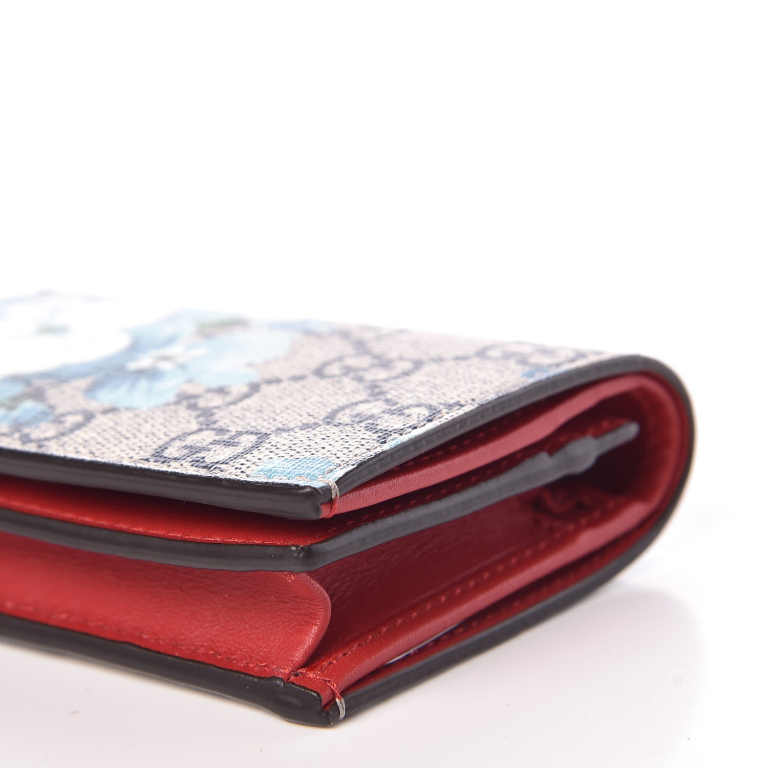 Gucci GG Supreme Monogram Blooms Card Case Wallet Beige Blue Navy Hibiscus Red 9 of 10