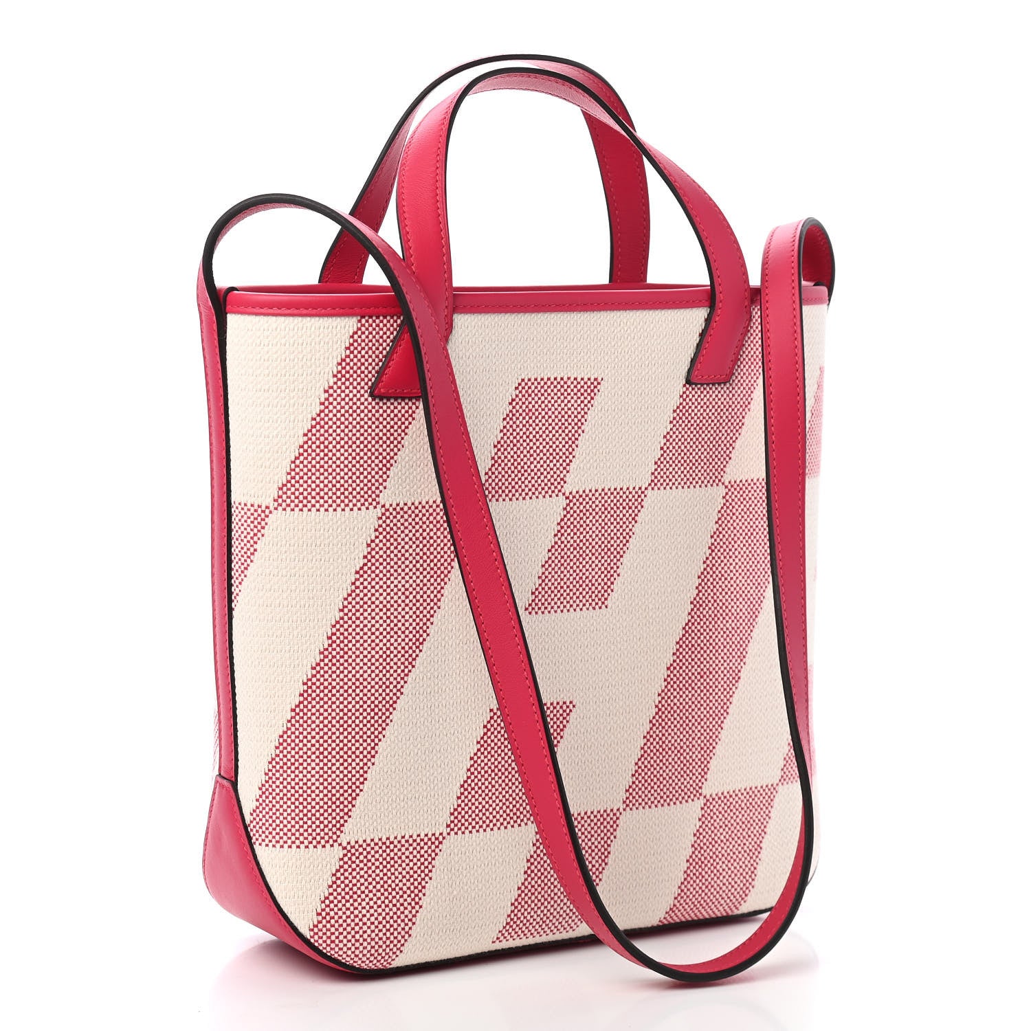 Hermes Swift Toile H Cabas H En Biais 27 Ecru Framboise 3 of 9