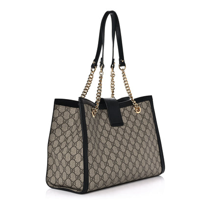 Gucci GG Supreme Monogram Medium Padlock Tote Black 3 of 12