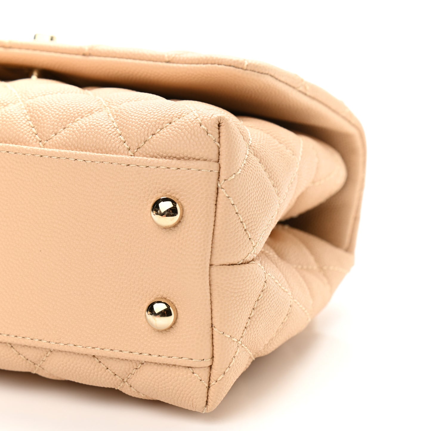 Caviar Lizard Embossed Quilted Mini Coco Handle Flap Beige