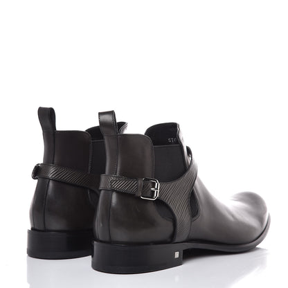 Louis Vuitton Calfskin Epi Greenwich Chelsea Ankle Boots 12 Black 4 of 8