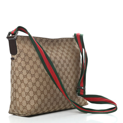 Gucci Monogram Web Medium Flat Messenger Bag Brown 3 of 14