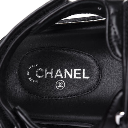 Chanel Lambskin Velcro Dad Sandals 37 Black 8 of 12