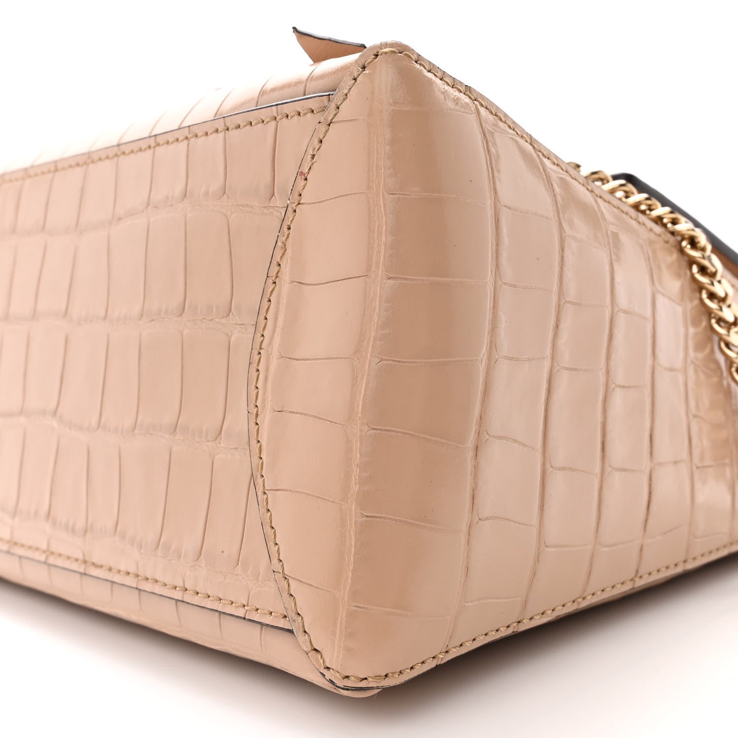 Chloe Calfskin Crocodile Embossed Small Faye Day Shoulder Bag Beige 9 of 13