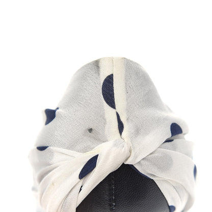Balenciaga Satin Polka Dot Knife Pointed Pumps 37 White Navy 9 of 9