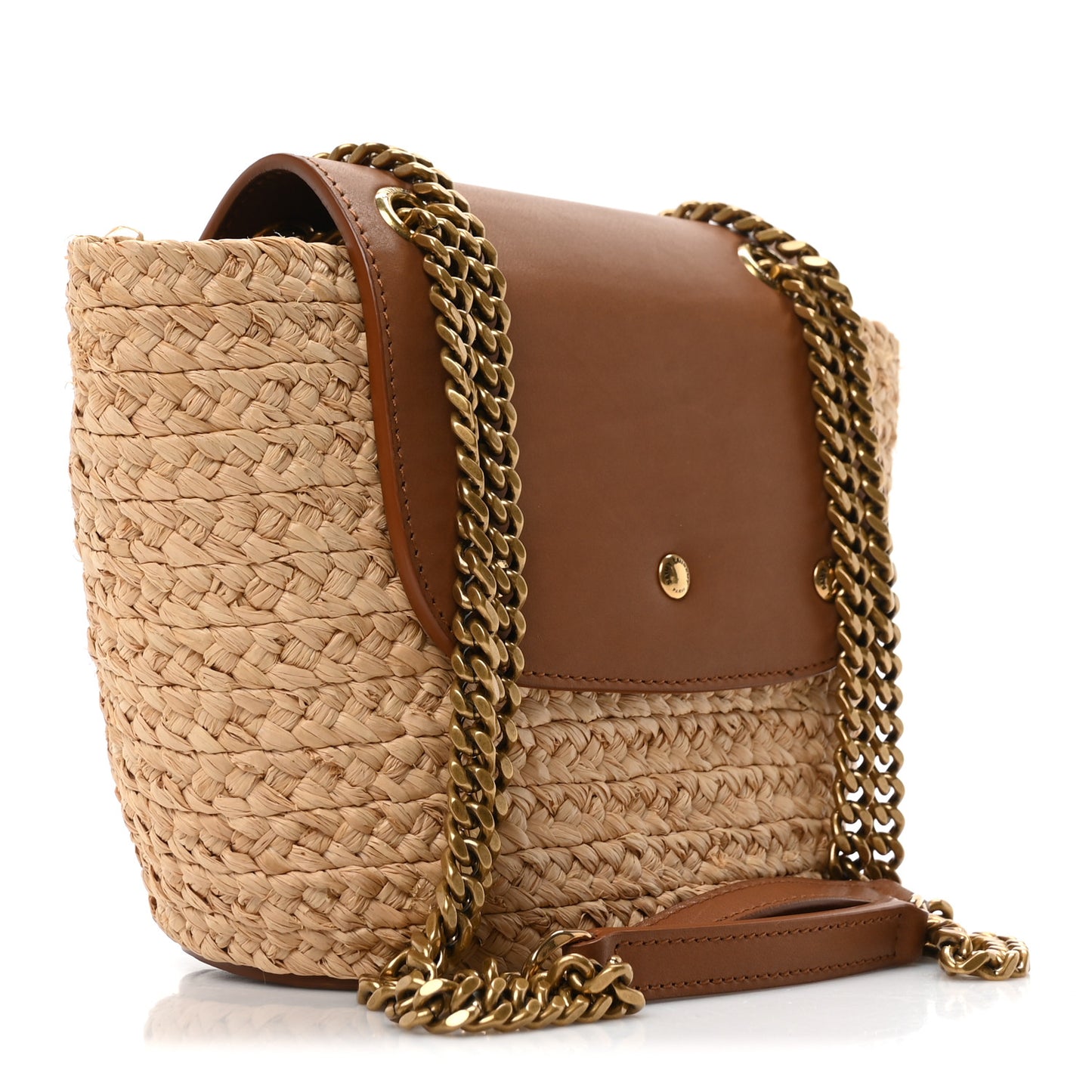 Raffia Calfskin Mini Manon Natural Brick