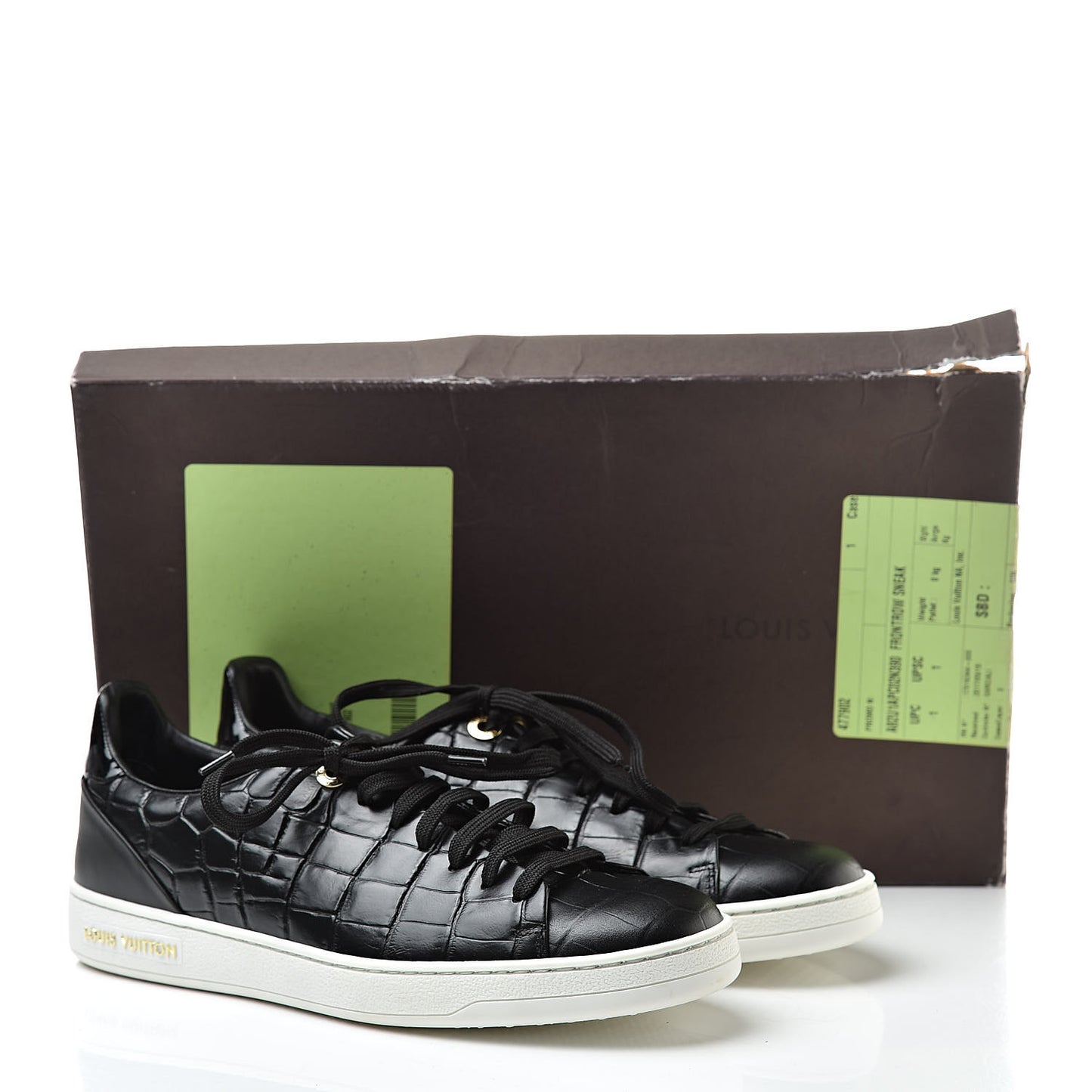 Calfskin Crocodile Embossed Frontrow Sneakers 39 Black