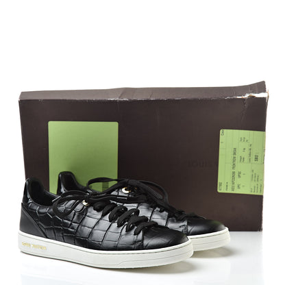 Louis Vuitton Calfskin Crocodile Embossed Frontrow Sneakers 39 Black 9 of 9