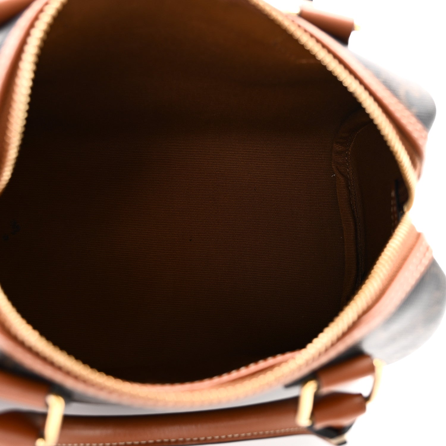 Celine Triomphe Canvas Calfskin Small Boston Bag Tan 5 of 10