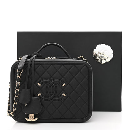 Chanel Caviar Quilted Medium CC Filigree Vanity Case Black 15 of 15