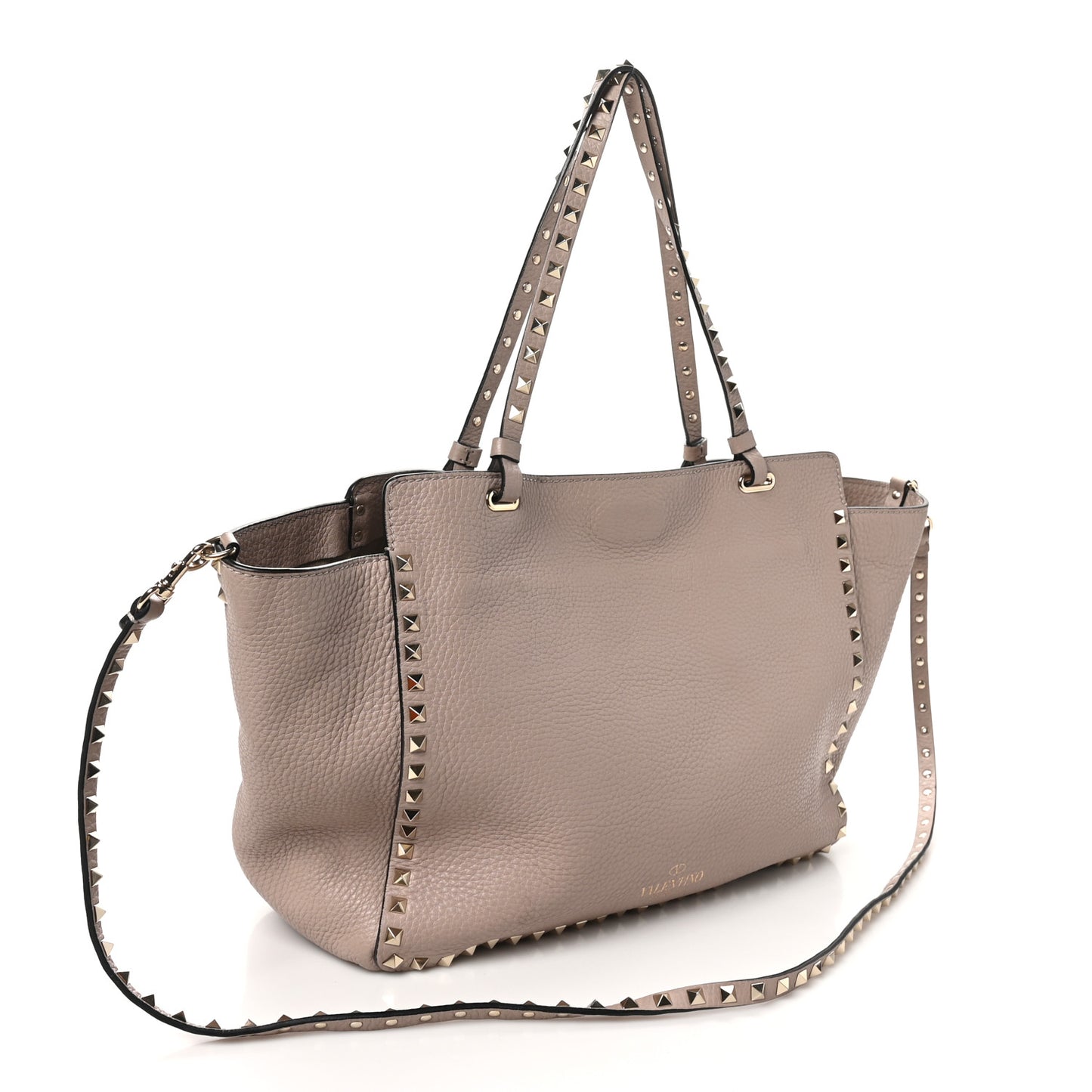 Pebbled Calfskin Medium Rockstud Tote Poudre