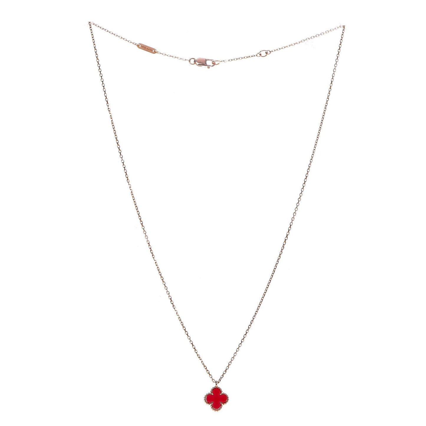 18K Rose Gold Carnelian Sweet Alhambra Pendant Necklace