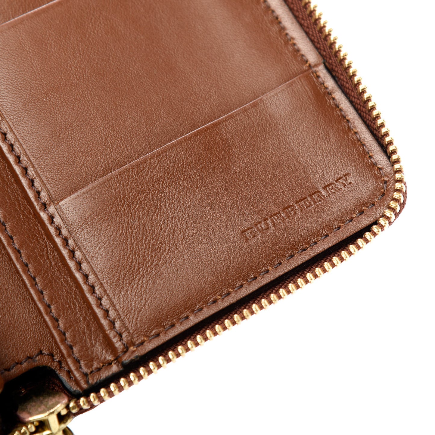 House Check Bridle Calfskin Small Wallet Dark Tan