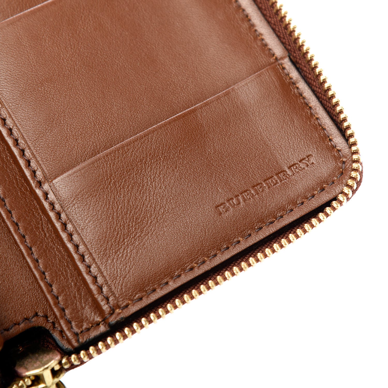 Burberry House Check Bridle Calfskin Small Wallet Dark Tan 6 of 7