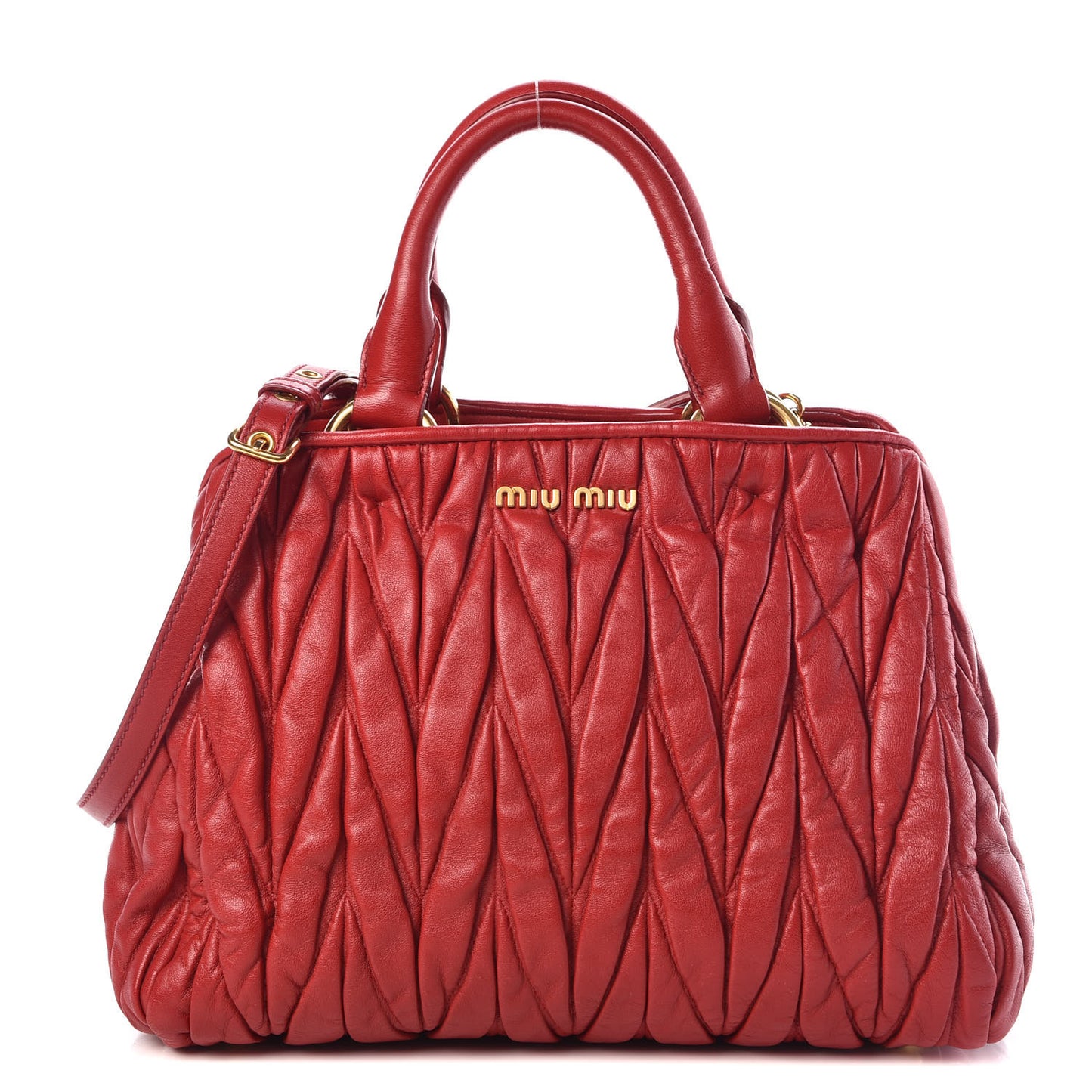 Nappa Matelasse Bauletto Top Handle Bowler Rosso