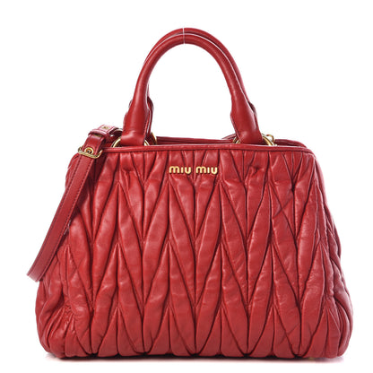 Miu Miu Nappa Matelasse Bauletto Top Handle Bowler Rosso 1 of 10