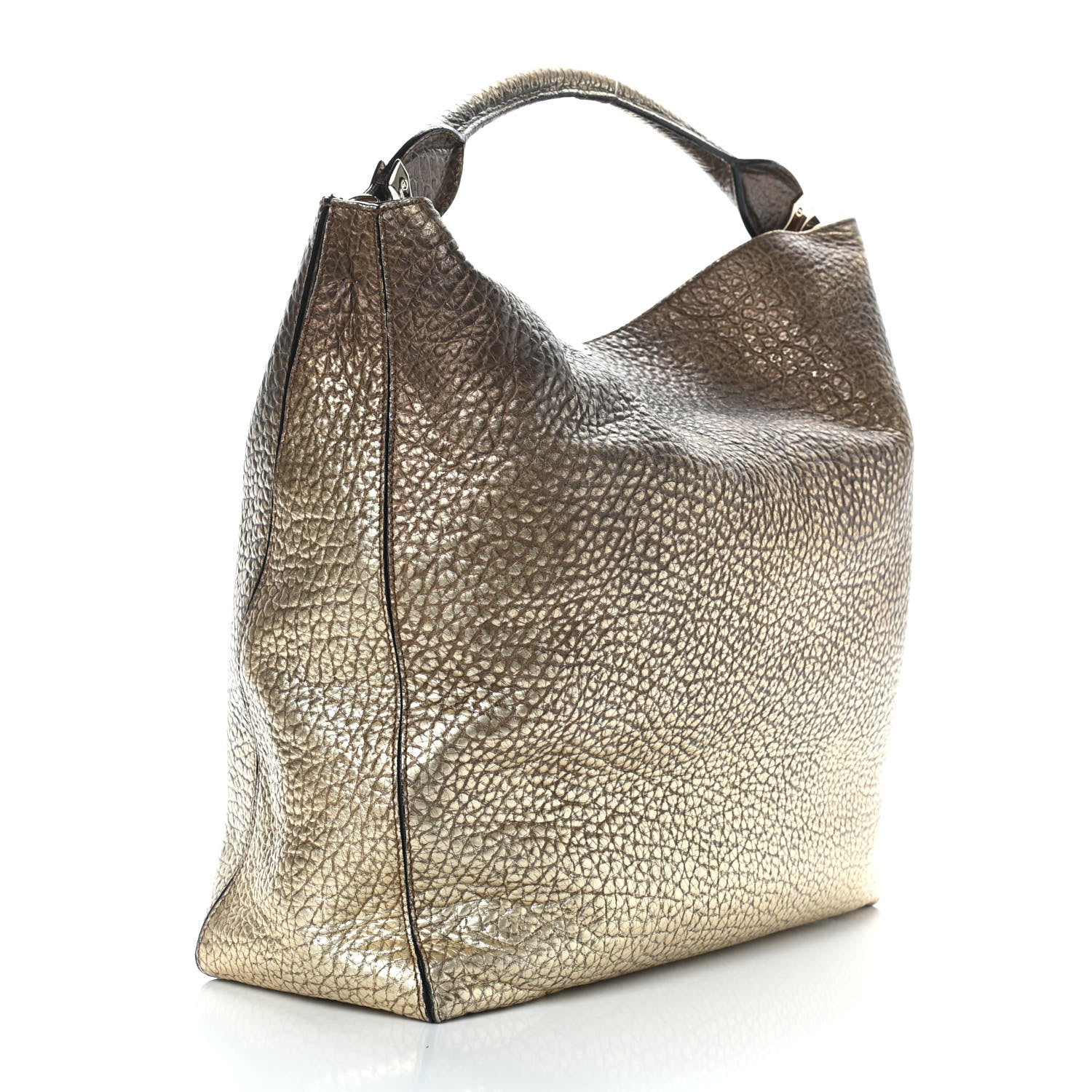 Burberry Metallic Signature Grain Medium Lindburn Hobo Gold 2 of 8