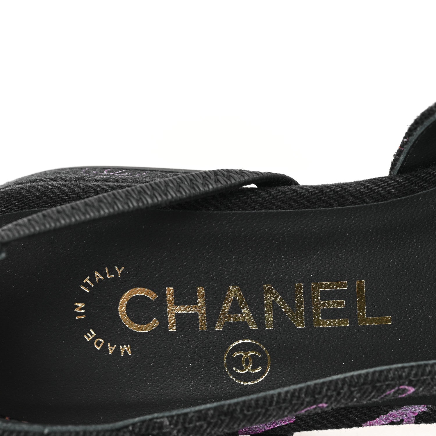 Chanel Denim Cap Toe Denim Mood Slingback Flats 36 Black Multicolor 8 of 9