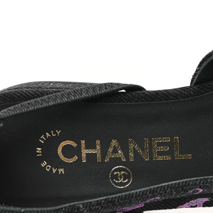 Chanel Denim Cap Toe Denim Mood Slingback Flats 36 Black Multicolor 8 of 9