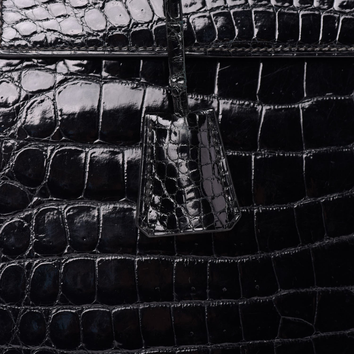 Hermes Shiny Crocodile Kelly Sellier 32 Black 30 of 33