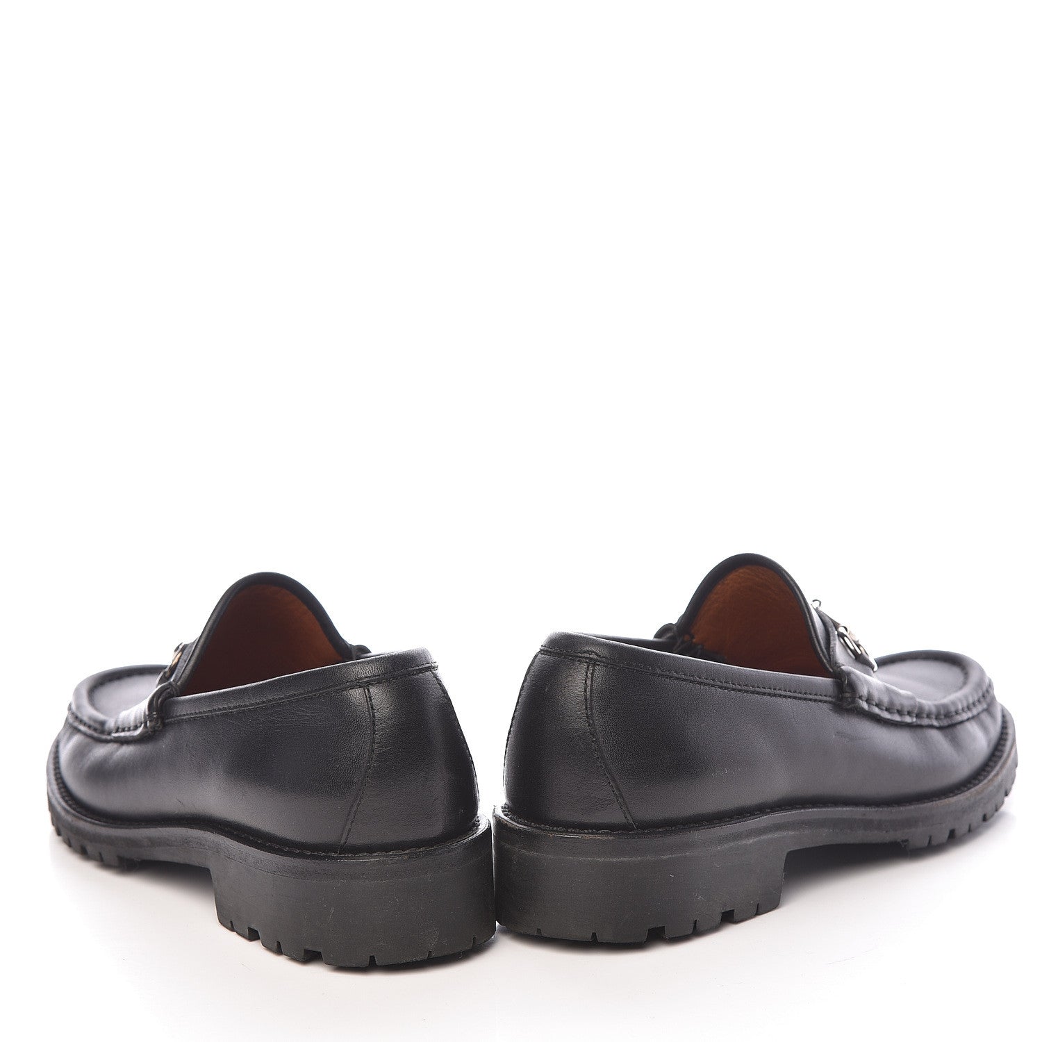 Gucci Laredo Calf Horsebit Lug Sole Loafers 6.5 Black 5 of 14