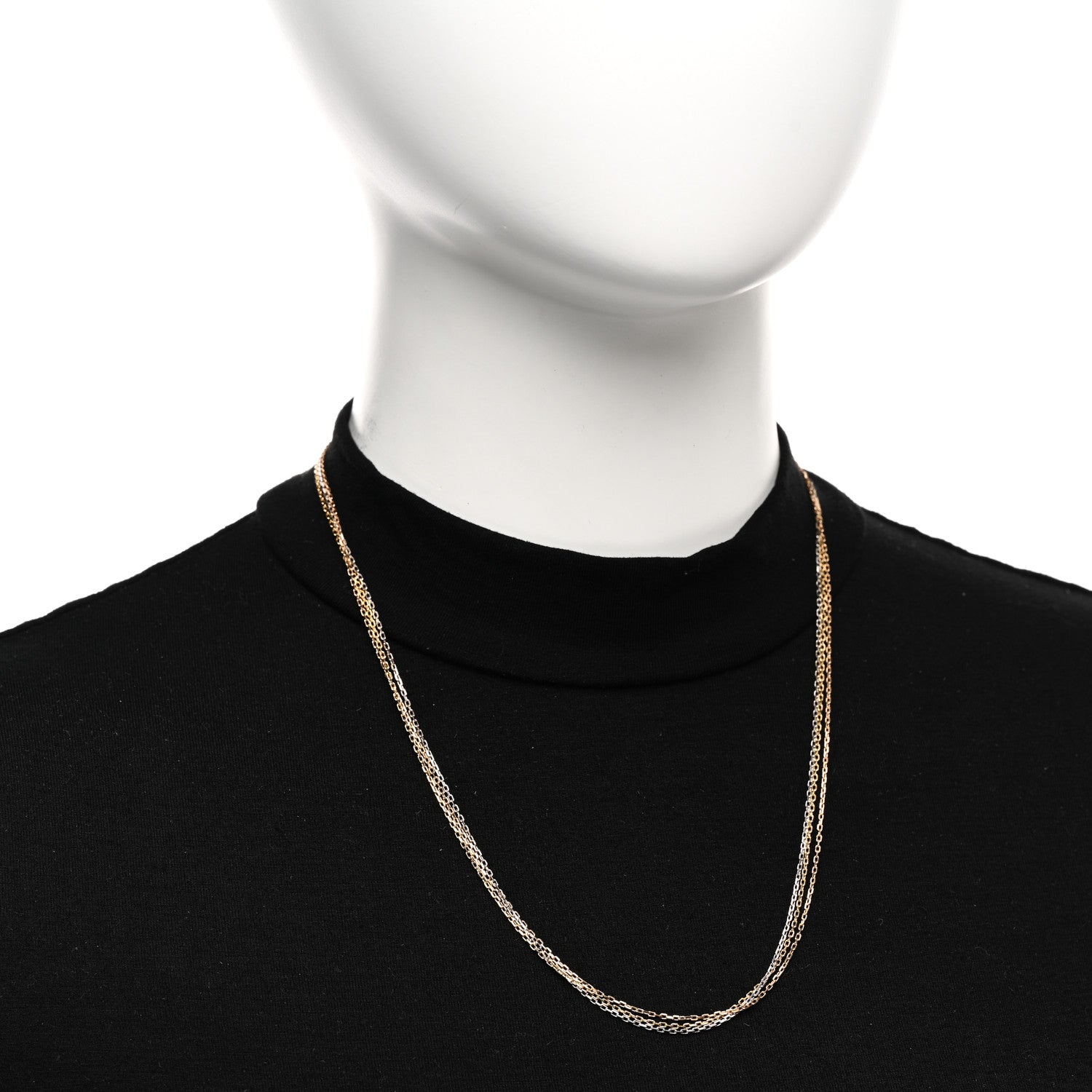 Cartier 18K Pink Yellow White Gold Three Chain Necklace 2 of 4