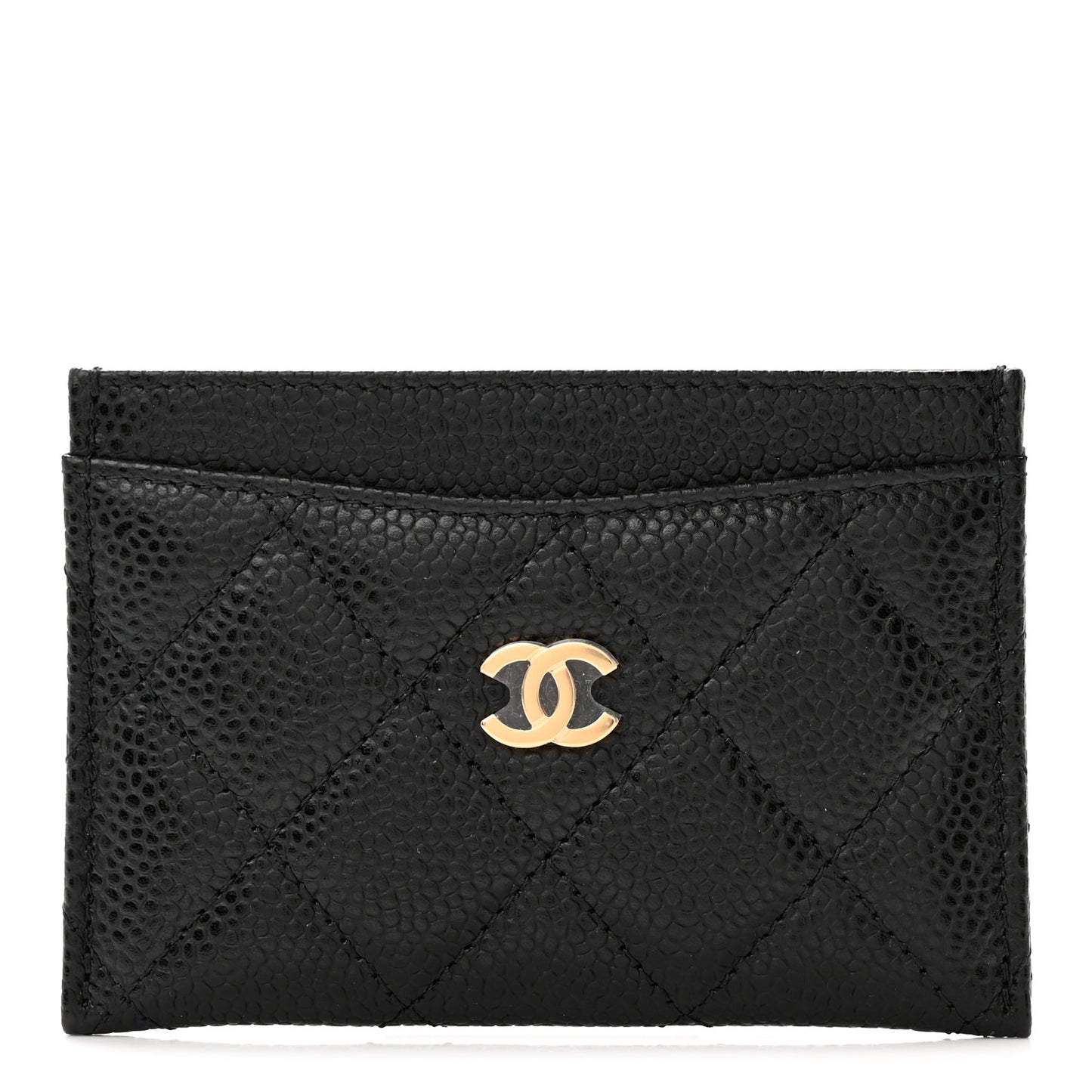 Caviar Quilted Card Holder Black