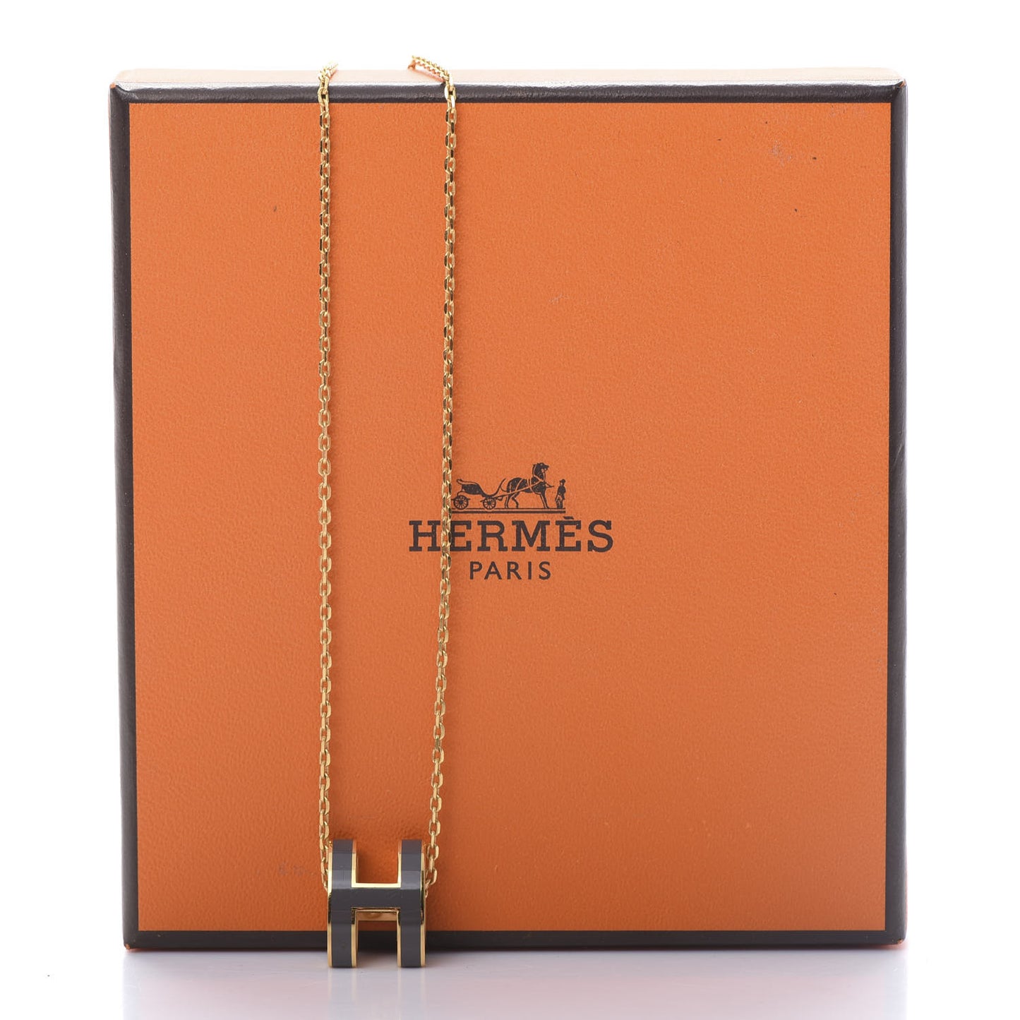 Lacquered Gold Pop H Pendant Necklace Etain