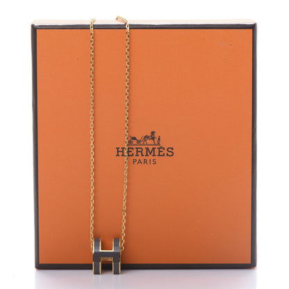 Hermes Lacquered Gold Pop H Pendant Necklace Etain 5 of 5